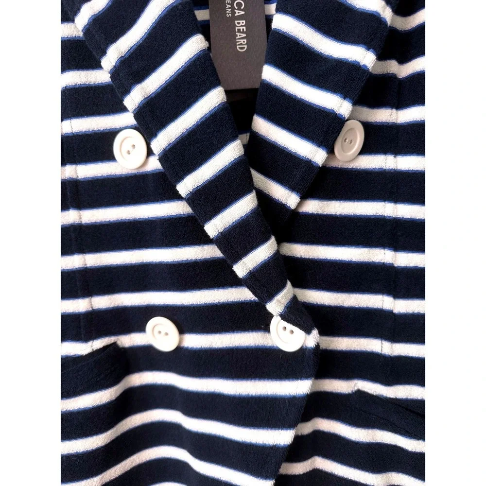 Veronica Beard Ortiz Nautical Striped Terry Knit Blazer Jacket Medium NWT